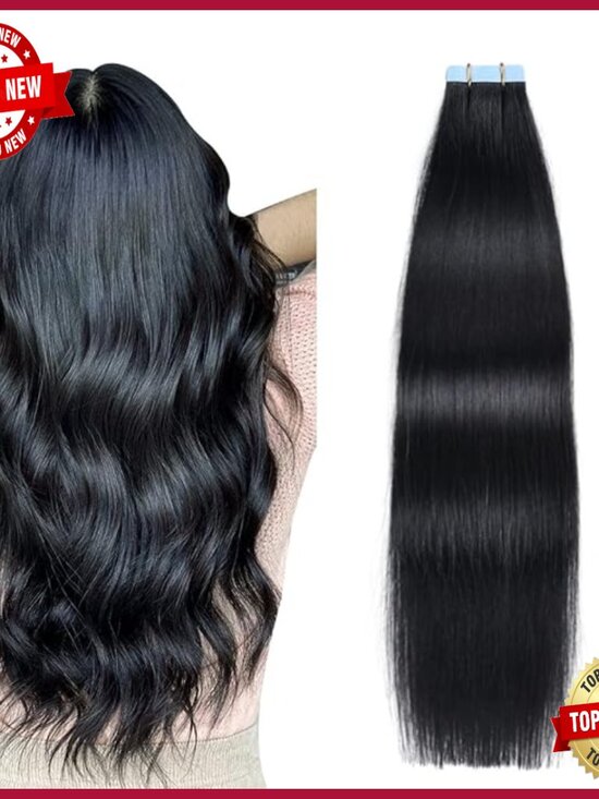 Human Hair Tape-In Extensions 20 Pack Straight 24 Inch Salon Quality main image 5